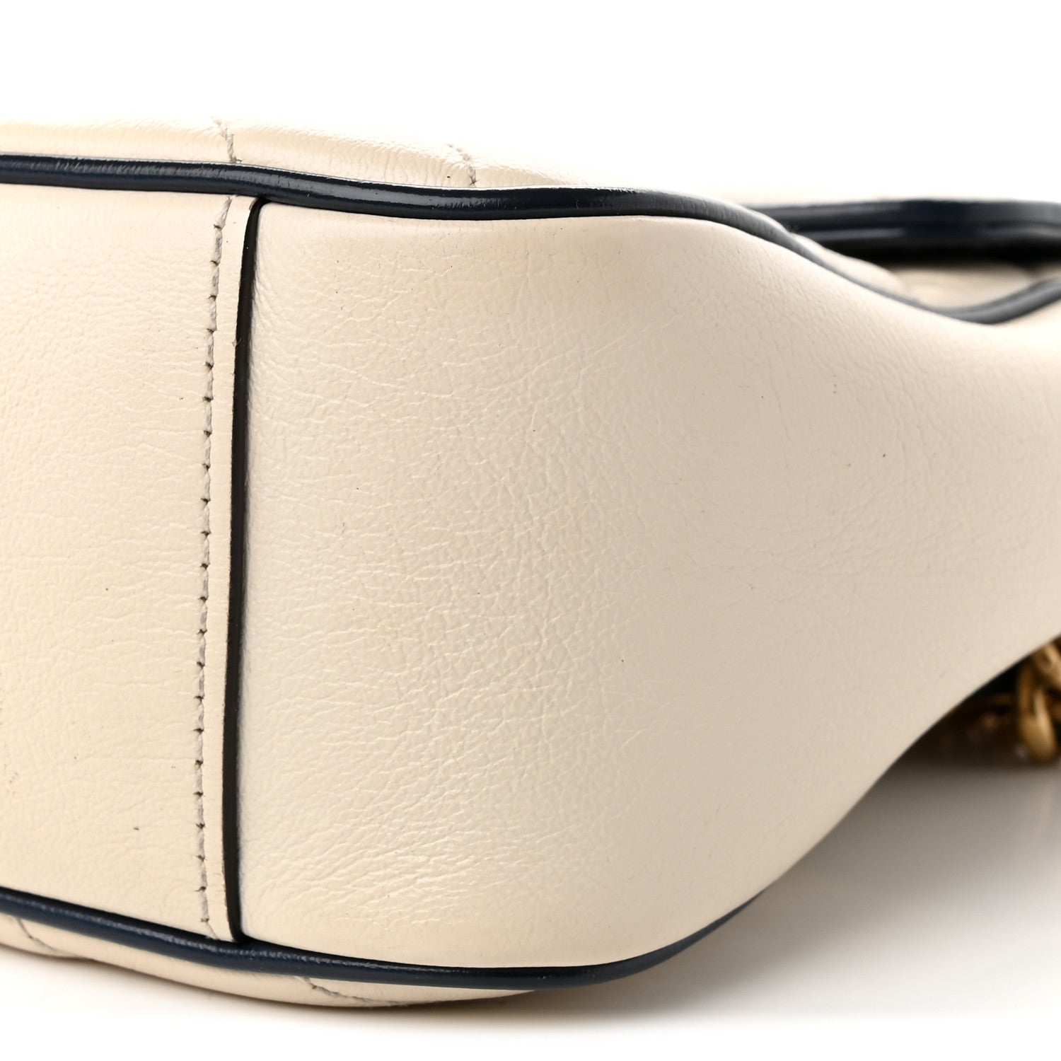 Gucci Vintage Effect Calfskin Matelasse Diagonal Small Torchon GG Marmont Shoulder Bag Mystic White Blue Agata 10 of 10