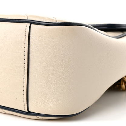 Gucci Vintage Effect Calfskin Matelasse Diagonal Small Torchon GG Marmont Shoulder Bag Mystic White Blue Agata 10 of 10