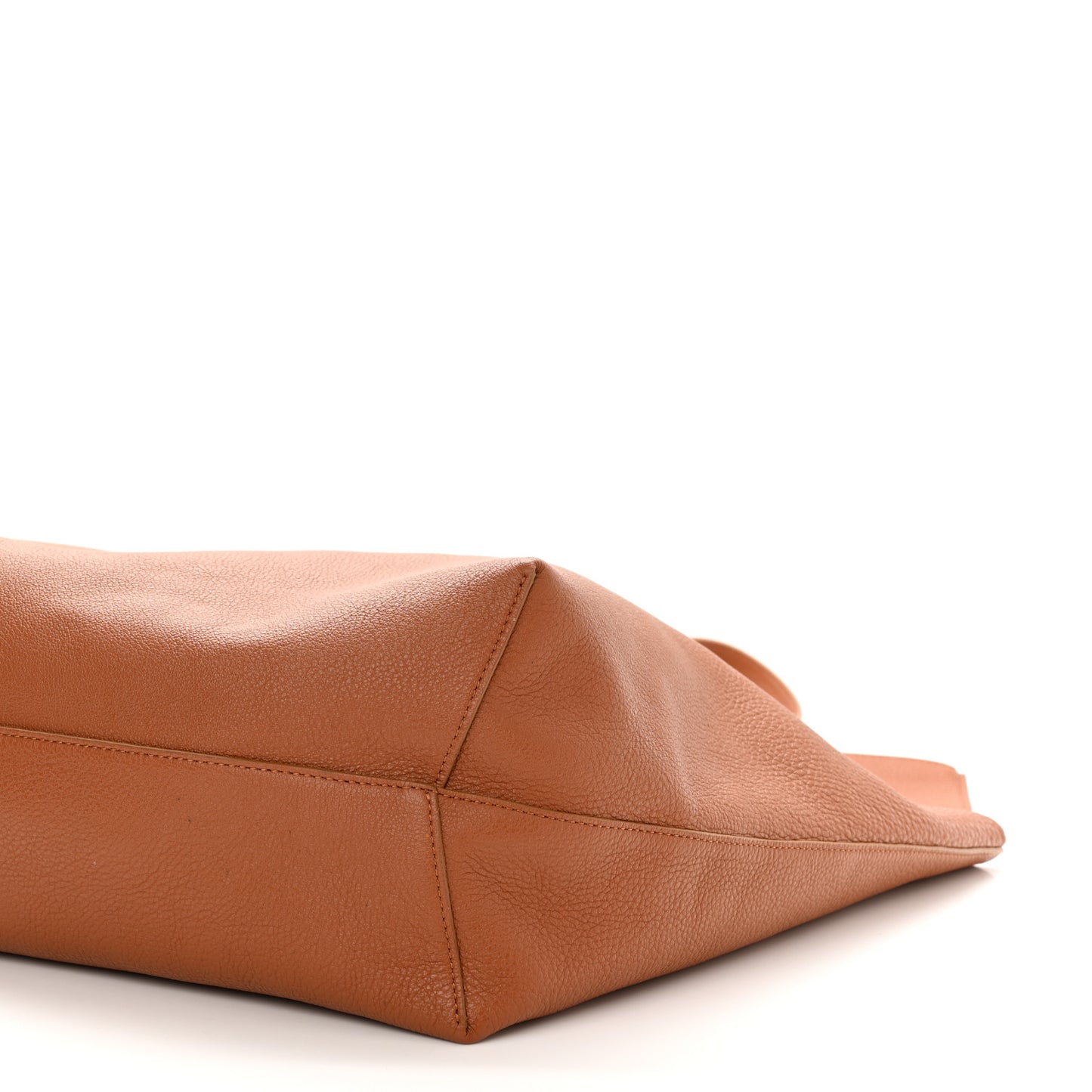 Tumbled Calfskin Large Shopping Tote Caramel
