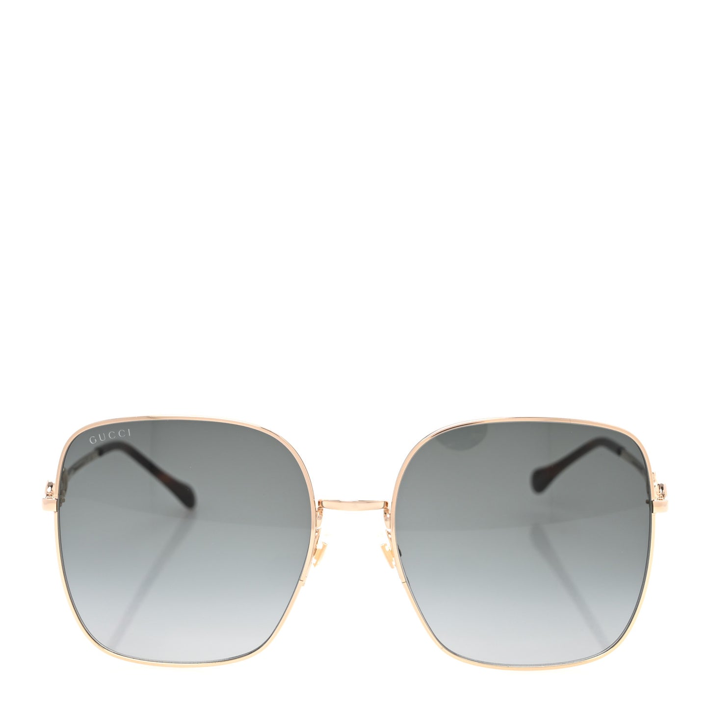 Metal Horsebit Square Frame Sunglasses GG0879S Gold