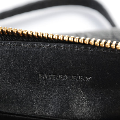 Burberry Signature Grain Calfskin Check Embossed Peyton Crossbody Clutch Bag Black 6 of 8