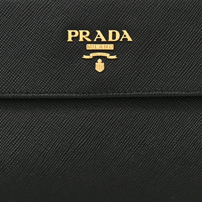 Prada Saffiano Metal Large Flap Wallet Black 9 of 12