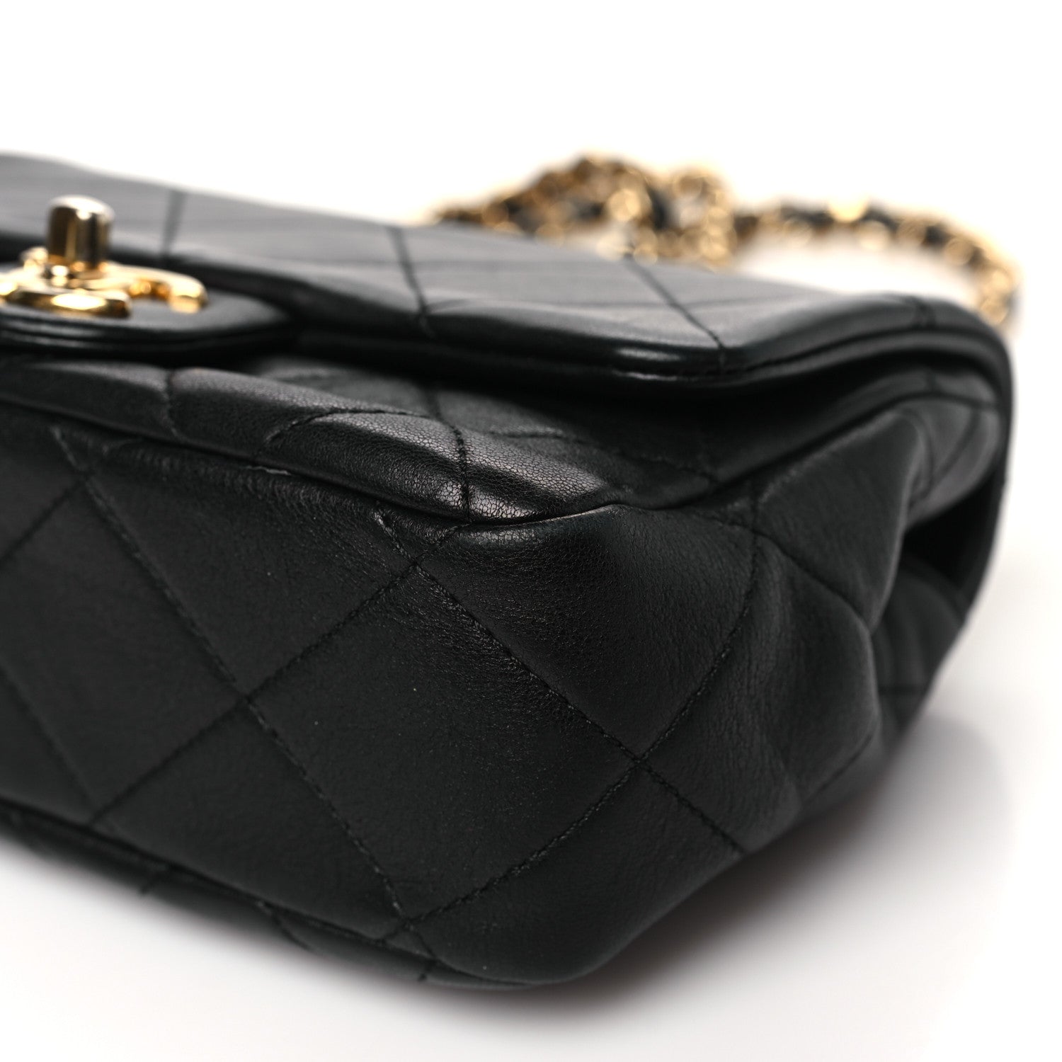 Chanel Lambskin Metal Quilted Mini Top Handle Square Flap Black 10 of 10