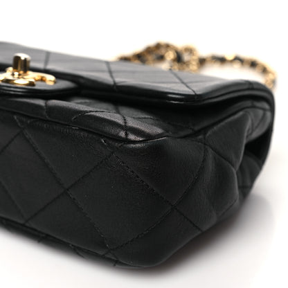 Chanel Lambskin Metal Quilted Mini Top Handle Square Flap Black 10 of 10