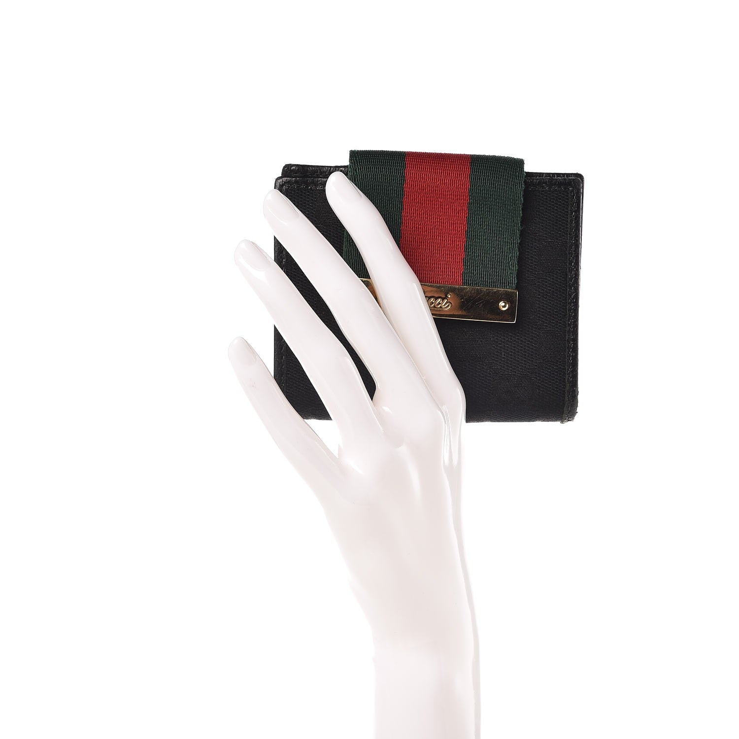 Gucci Monogram Web French Flap Wallet Black 2 of 7