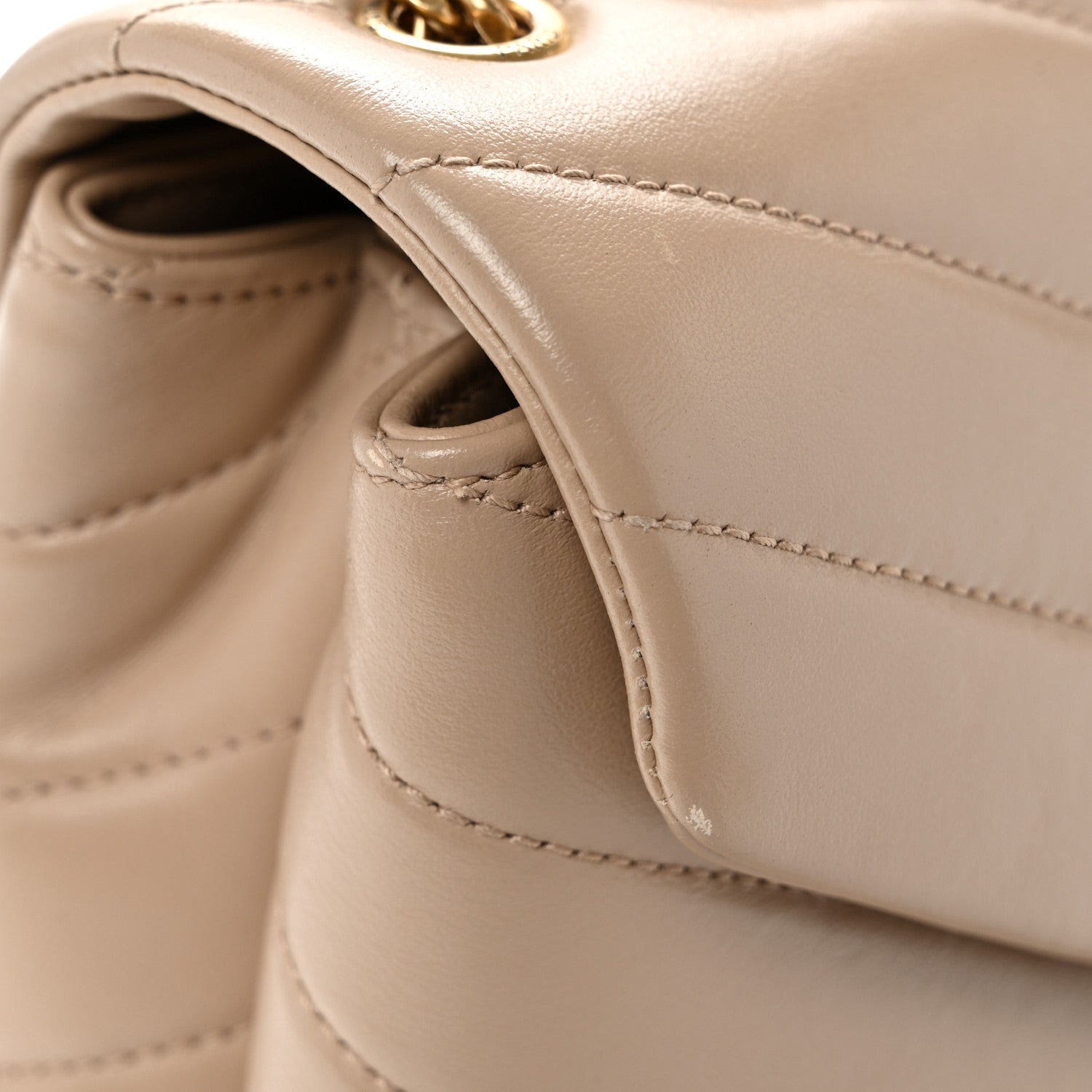 Saint Laurent Calfskin Y Quilted Monogram Small Loulou Chain Satchel Dark Beige 11 of 11