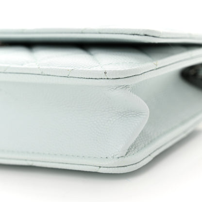 Chanel Caviar Quilted Wallet on Chain WOC Light Blue 11 of 11