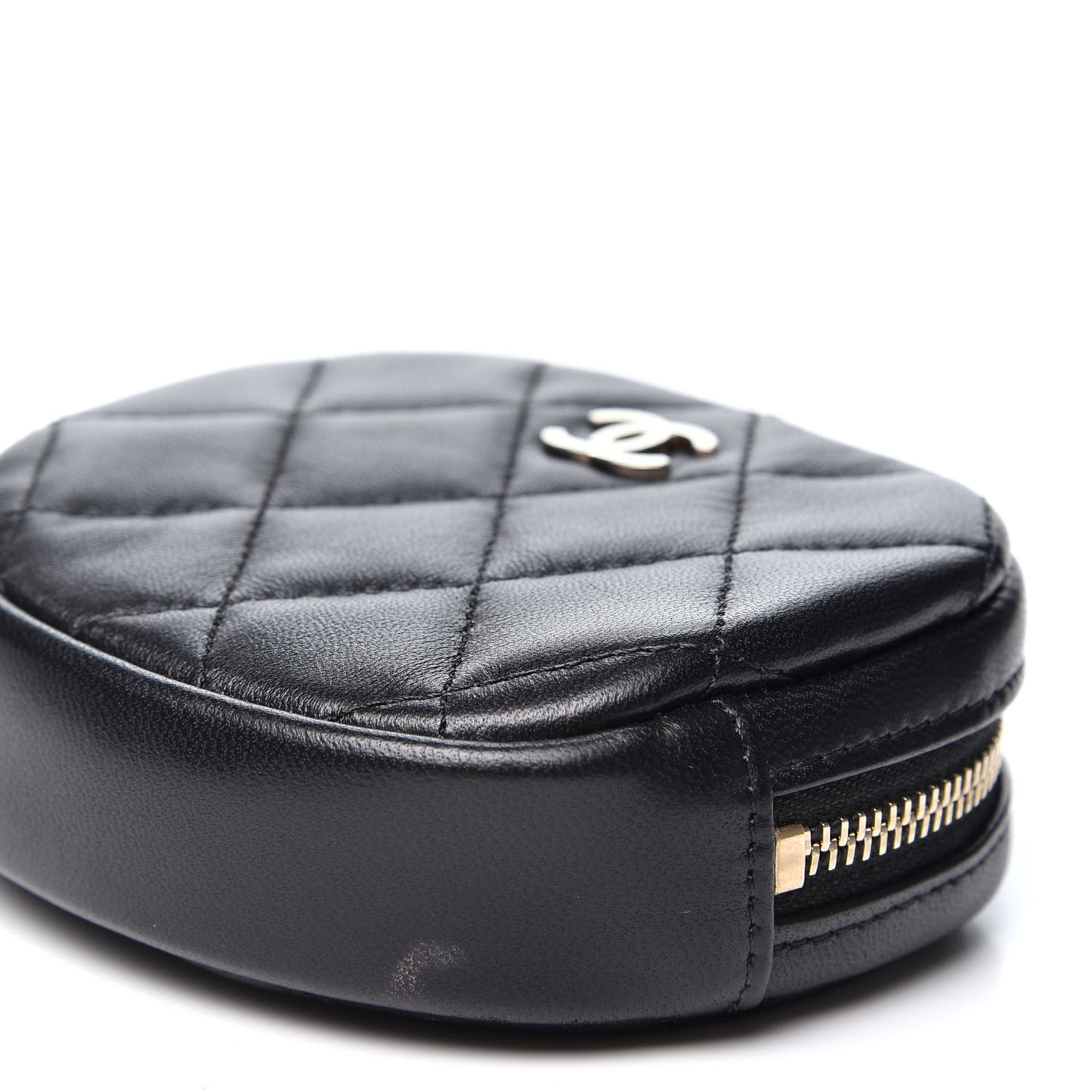 Lambskin Quilted Zip Around Classic Coin Purse Black