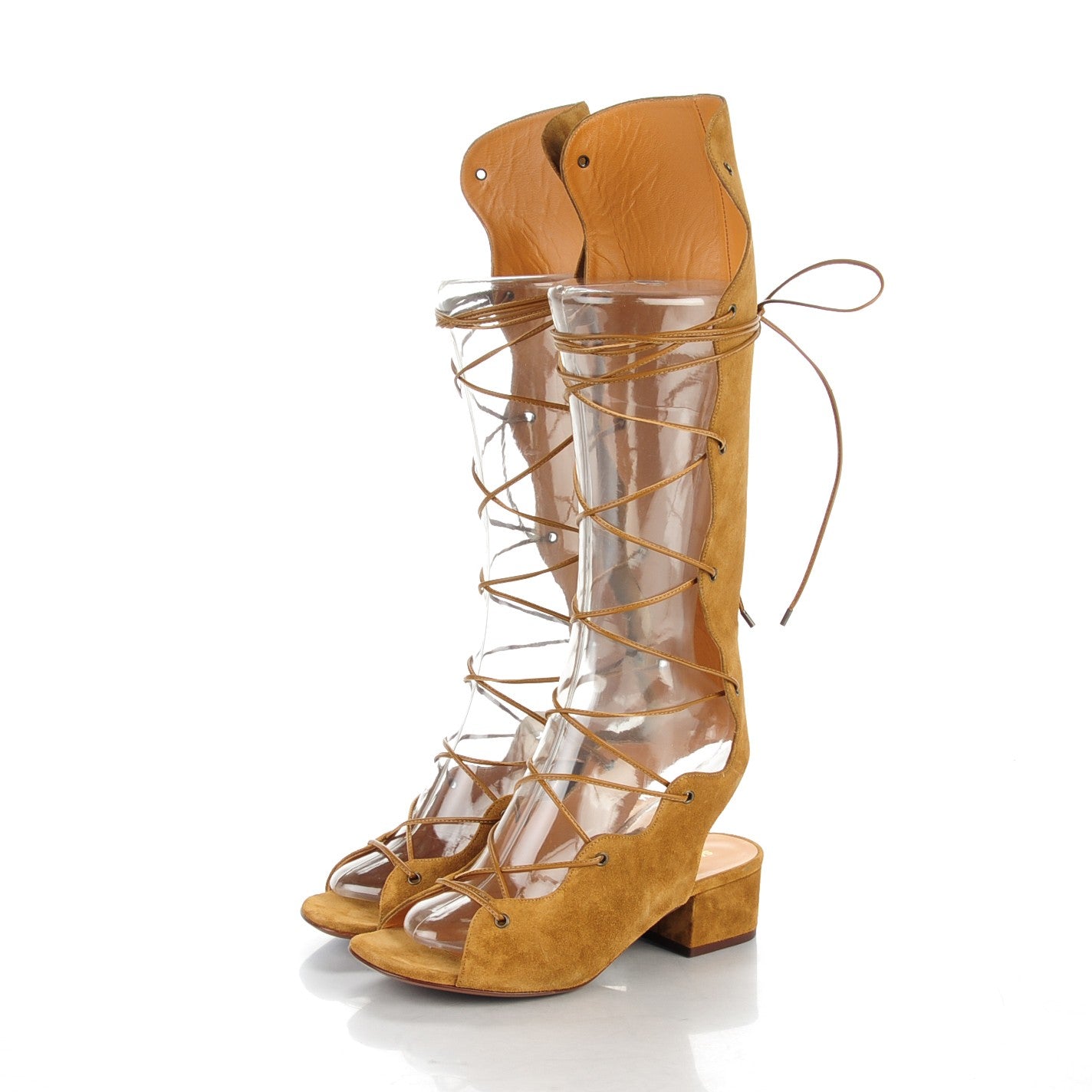 Suede Babies Knee High Gladiator Sandals Tan