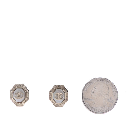 Chanel Resin CC Earrings White Gold 2 of 4