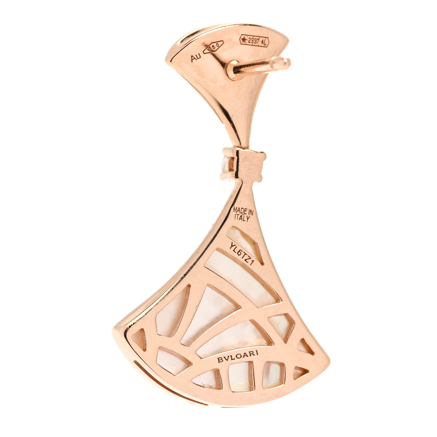 Bulgari 18K Rose Gold Diamond Mother of Pearl Divas' Dream Earrings 4 of 5