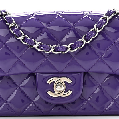 Chanel Patent Quilted Mini Rectangular Flap Purple 6 of 9