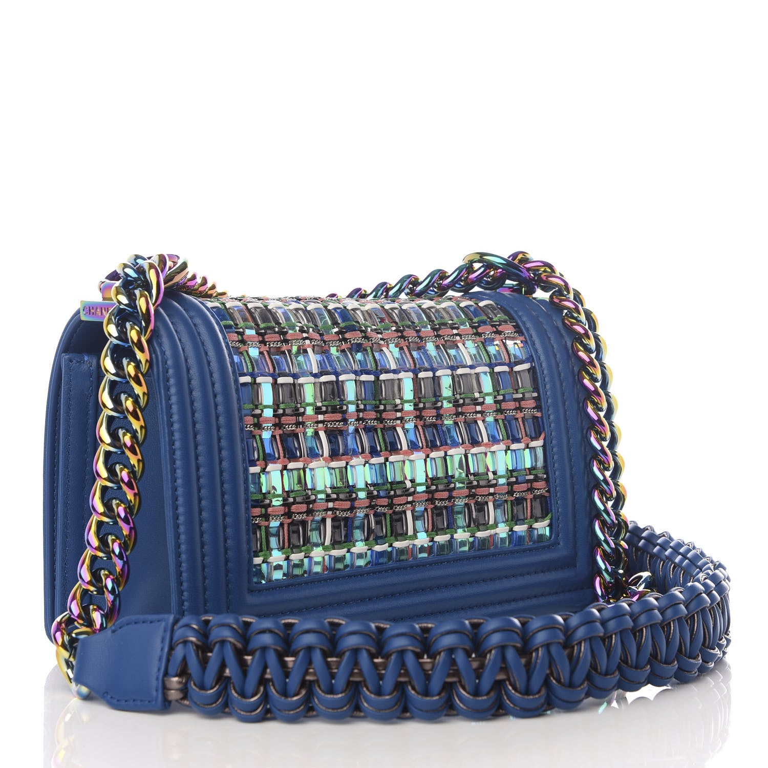 Chanel Lambskin PVC Thread Woven Small Boy Flap Dark Blue 2 of 7