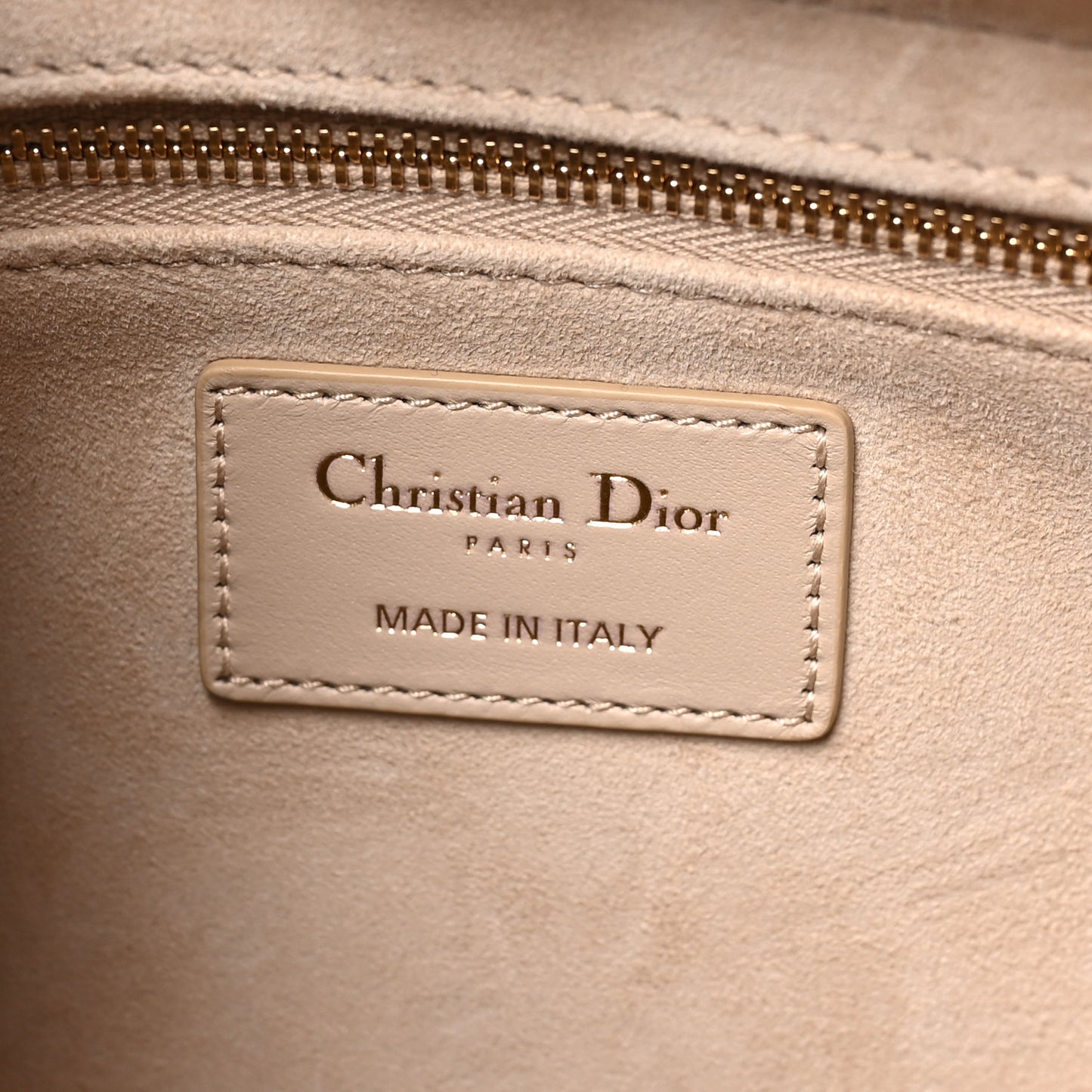 Lambskin Cannage Medium Lady Dior Powder Beige