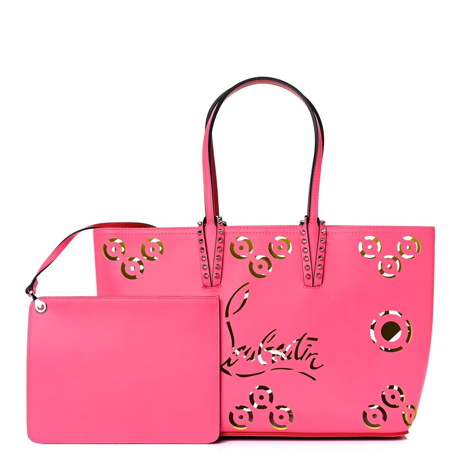 Christian Louboutin Calfskin Loubinthesky Perforated Cabata Tote Fiesta 1 of 12