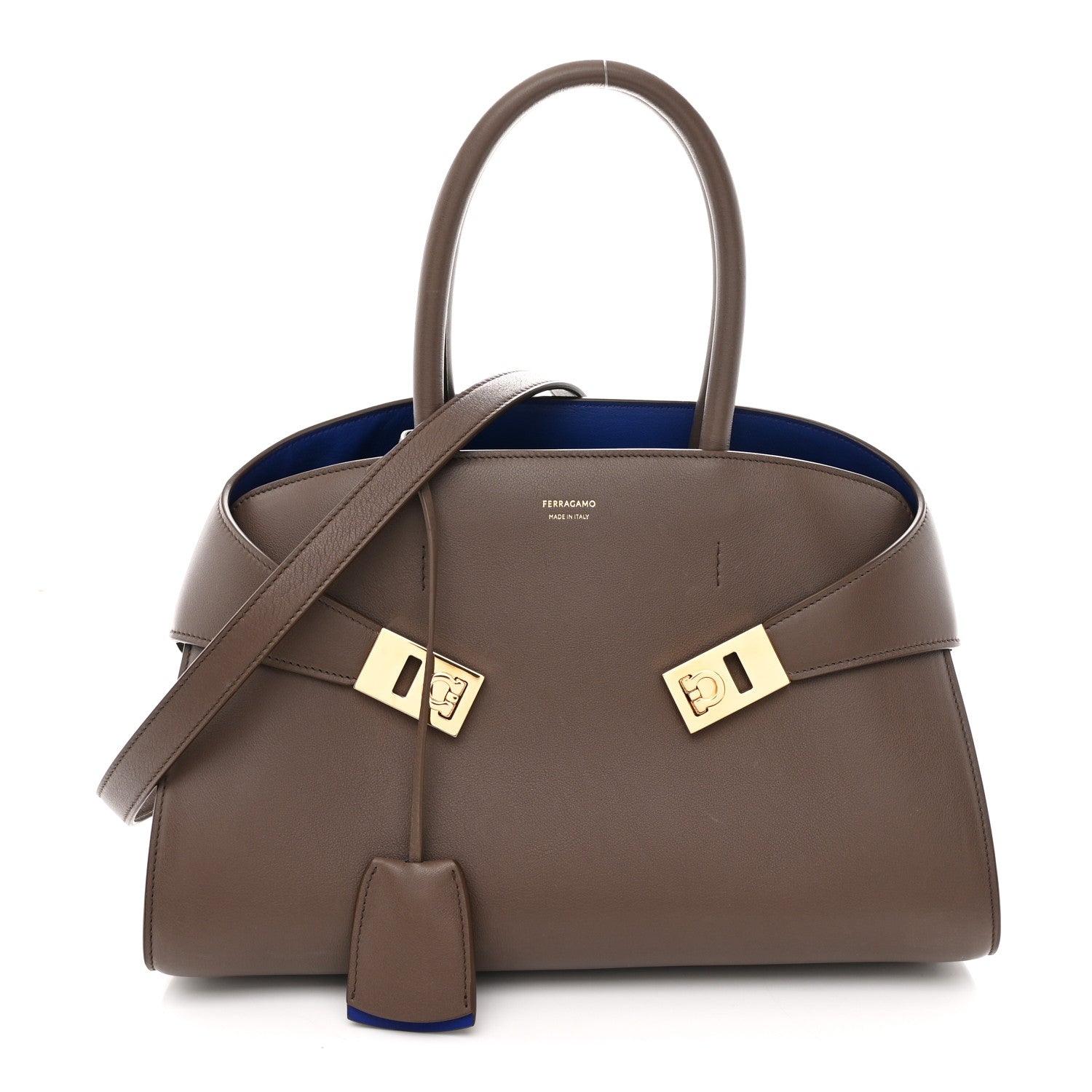 Salvatore Ferragamo Calfskin Medium Hug Bag Clay Lapis 1 of 10