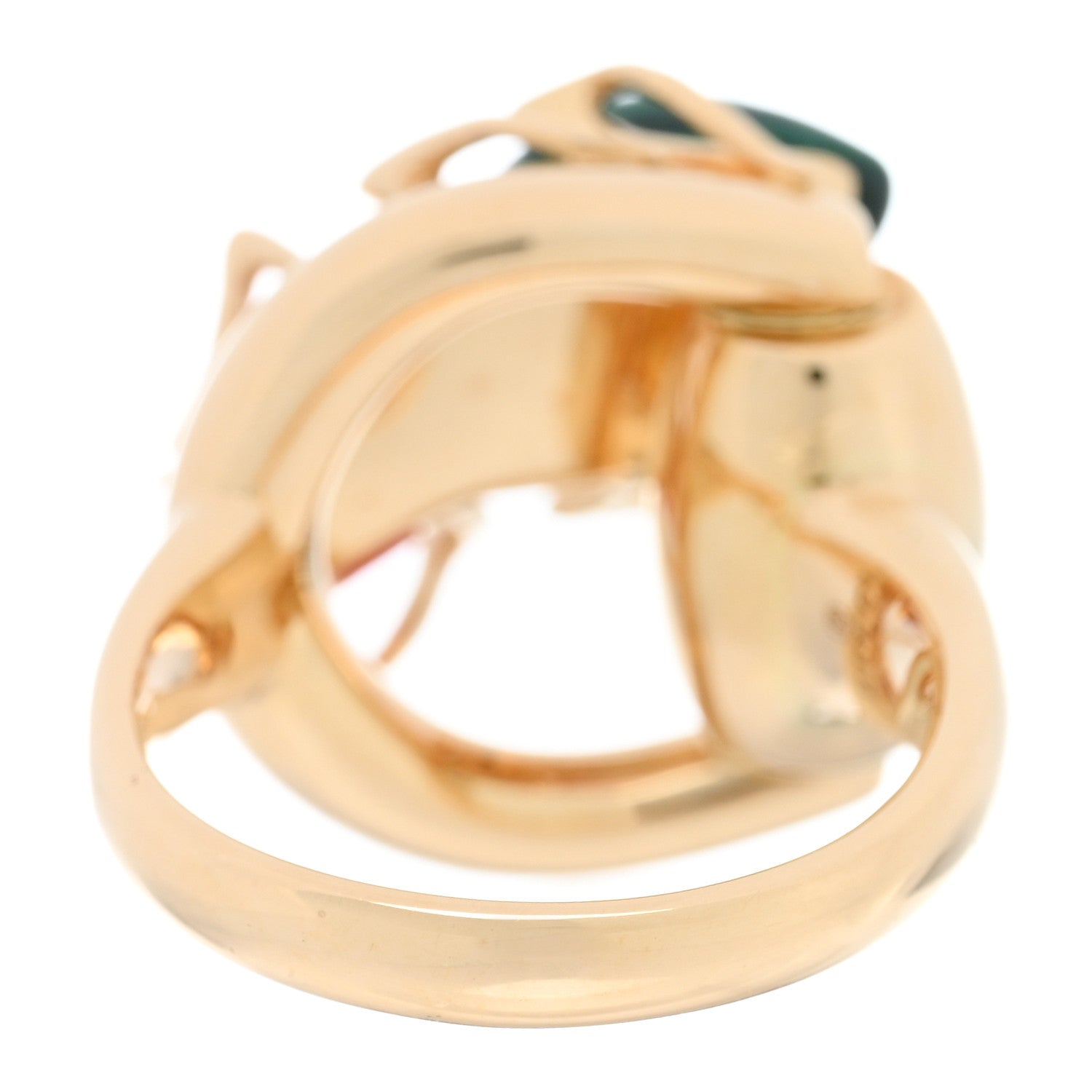 Gucci 8K Yellow Gold Diamond Malachite Coral Flora Scarab Ring 53 6.25 4 of 5