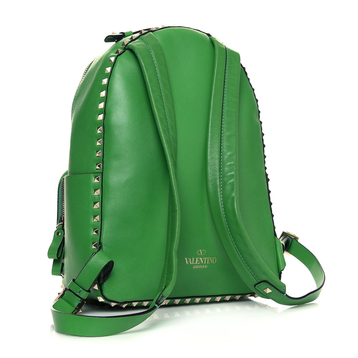Calfskin Medium Rockstud All Over Backpack Green