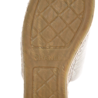 Chanel Iridescent Goatskin CC Espadrille Mules 39 Ivory Black 6 of 10