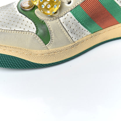 Gucci Nubuck Web Cherries Womens Screener Sneakers 35 Dusty Milk White Vintage Green 14 of 18