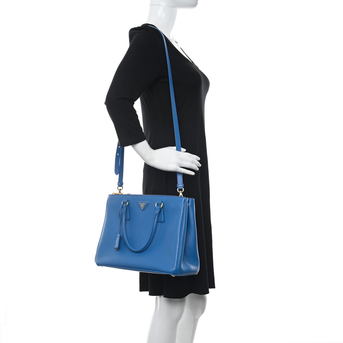 Saffiano Medium Galleria Double Zip Tote Sea Blue