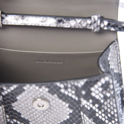 Balenciaga Shiny Calfskin Python Effect Hourglass Top Handle Bag Mini Black White 6 of 10