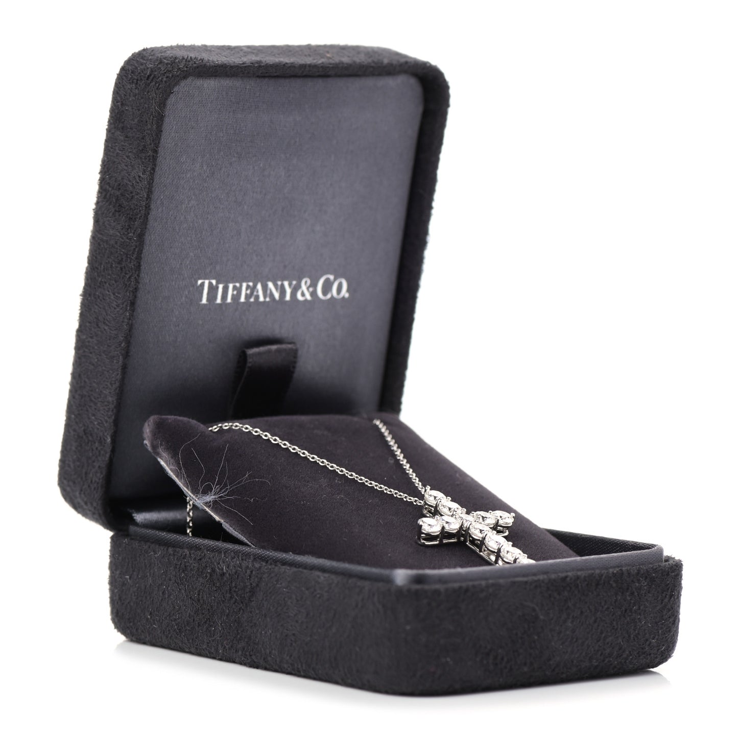 Platinum Diamond Large Cross Pendant Necklace