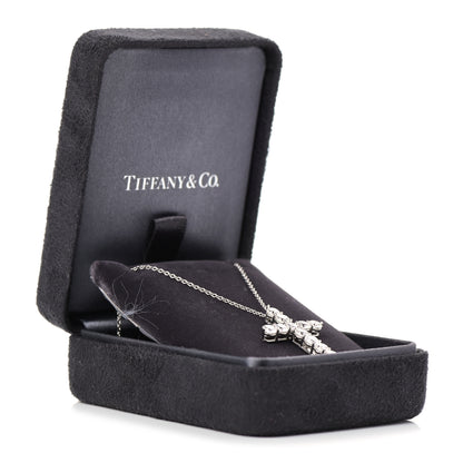 Tiffany Platinum Diamond Large Cross Pendant Necklace 7 of 7