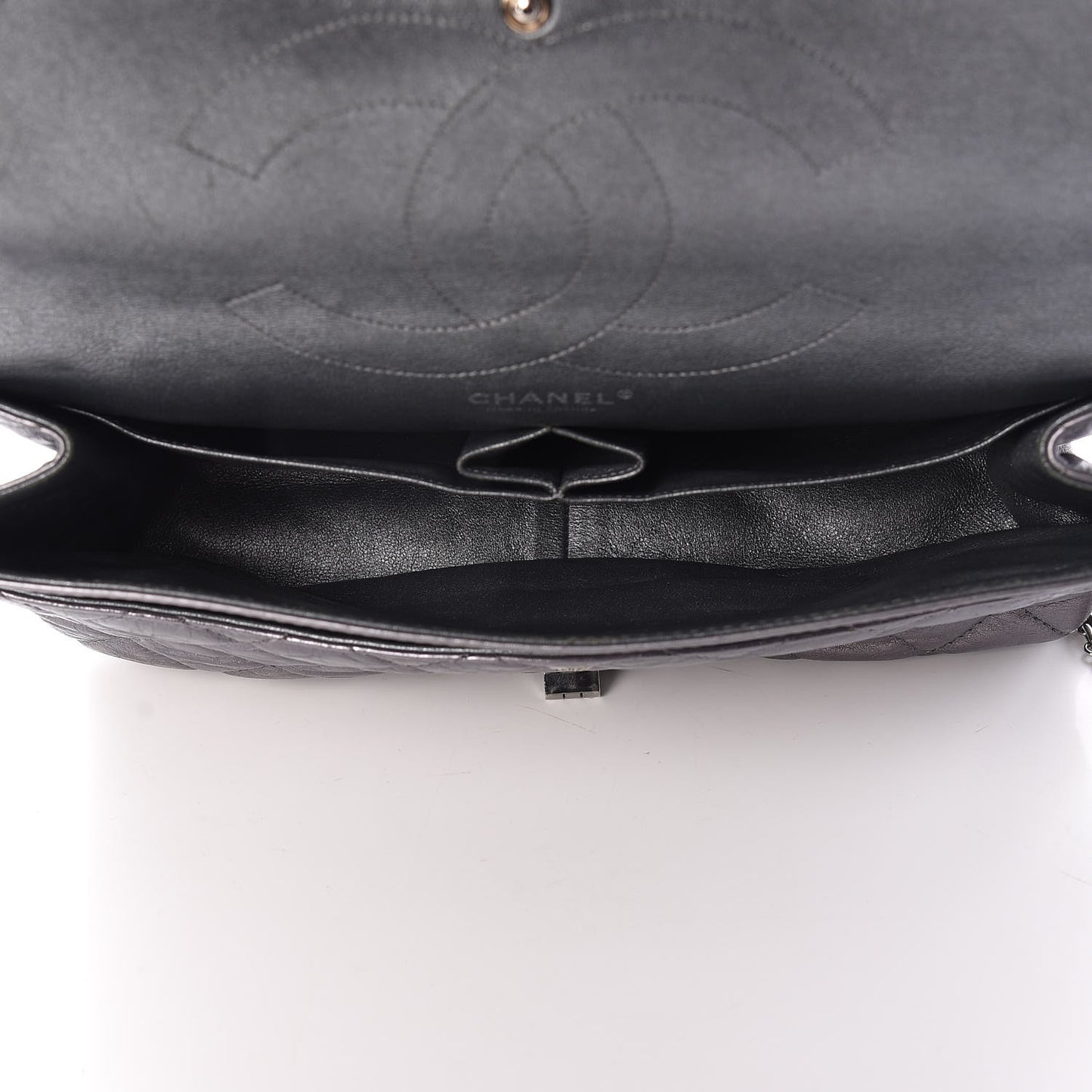 Metallic Aged Calfskin Quilted 2.55 Reissue 227 Flap Dark Silver