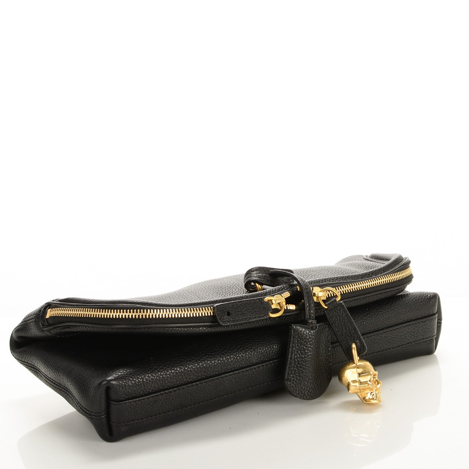 Alexander McQueen Grainy Calfskin Padlock Skull Clutch Black 4 of 7