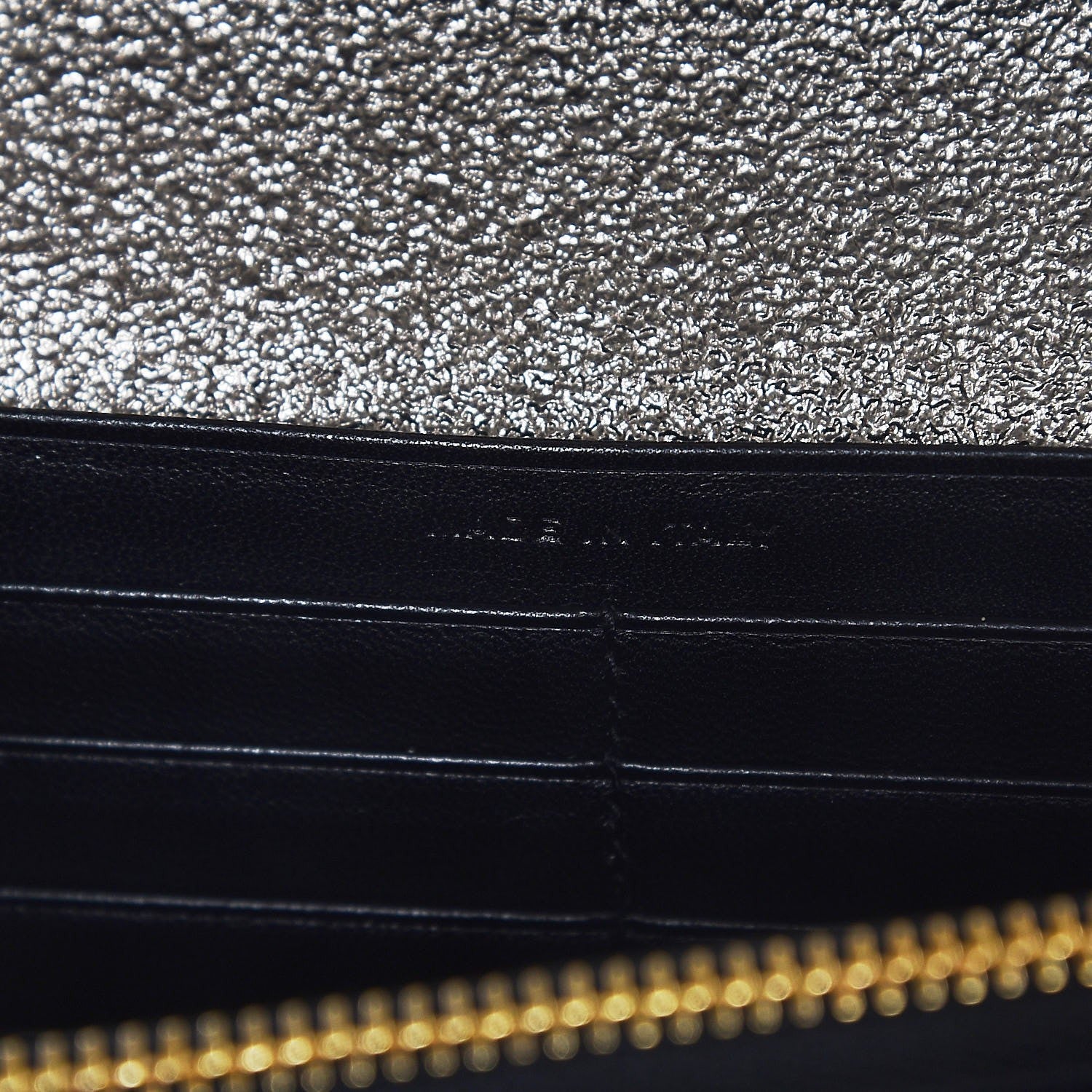 Saint Laurent Grained Metallic Calfskin Monogram Chain Wallet Gris 7 of 7