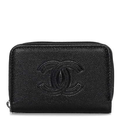 Chanel Caviar Timeless CC Zip Around Coin Purse Black 1 of 12