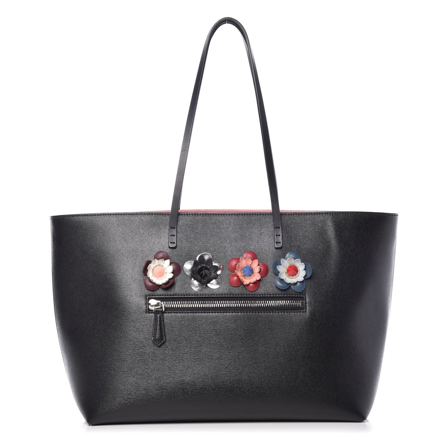Vitello Elite Flowerland Medium Roll Tote Black