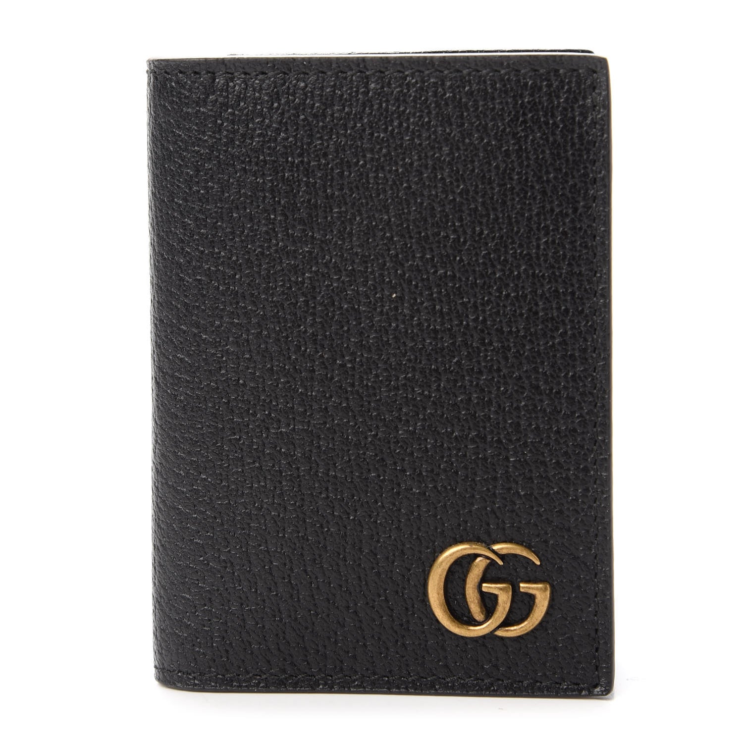 Gucci Calfskin Boar Effect GG Marmont Card Case Black 1 of 11