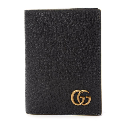 Gucci Calfskin Boar Effect GG Marmont Card Case Black 1 of 11