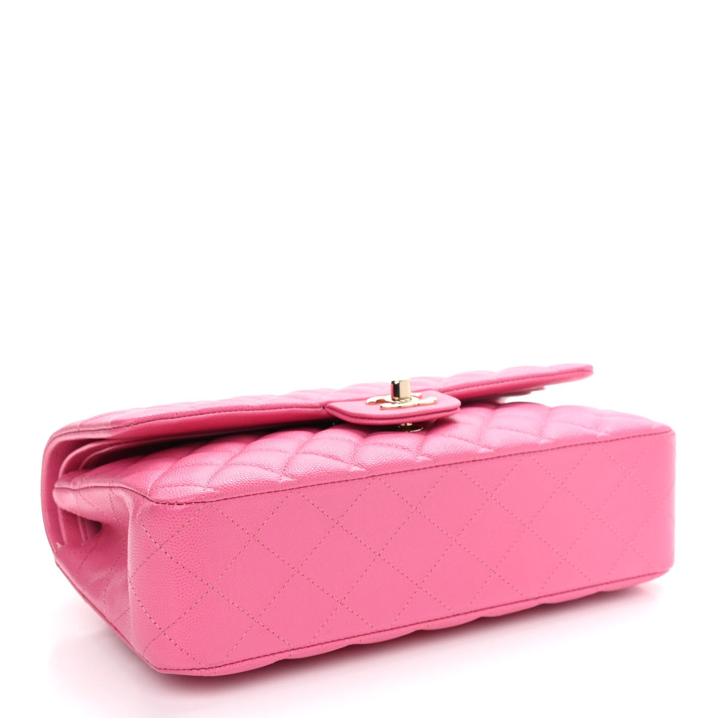 Caviar Quilted Medium Double Flap Pink