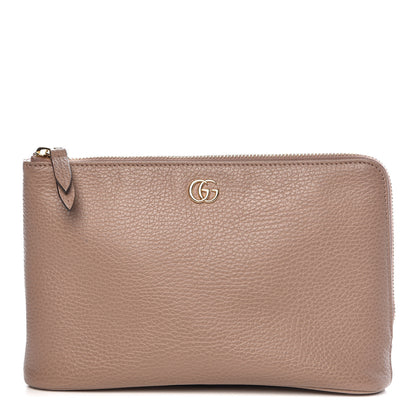 Gucci Calfskin GG Marmont Zip Pouch Porcelain Rose 1 of 9