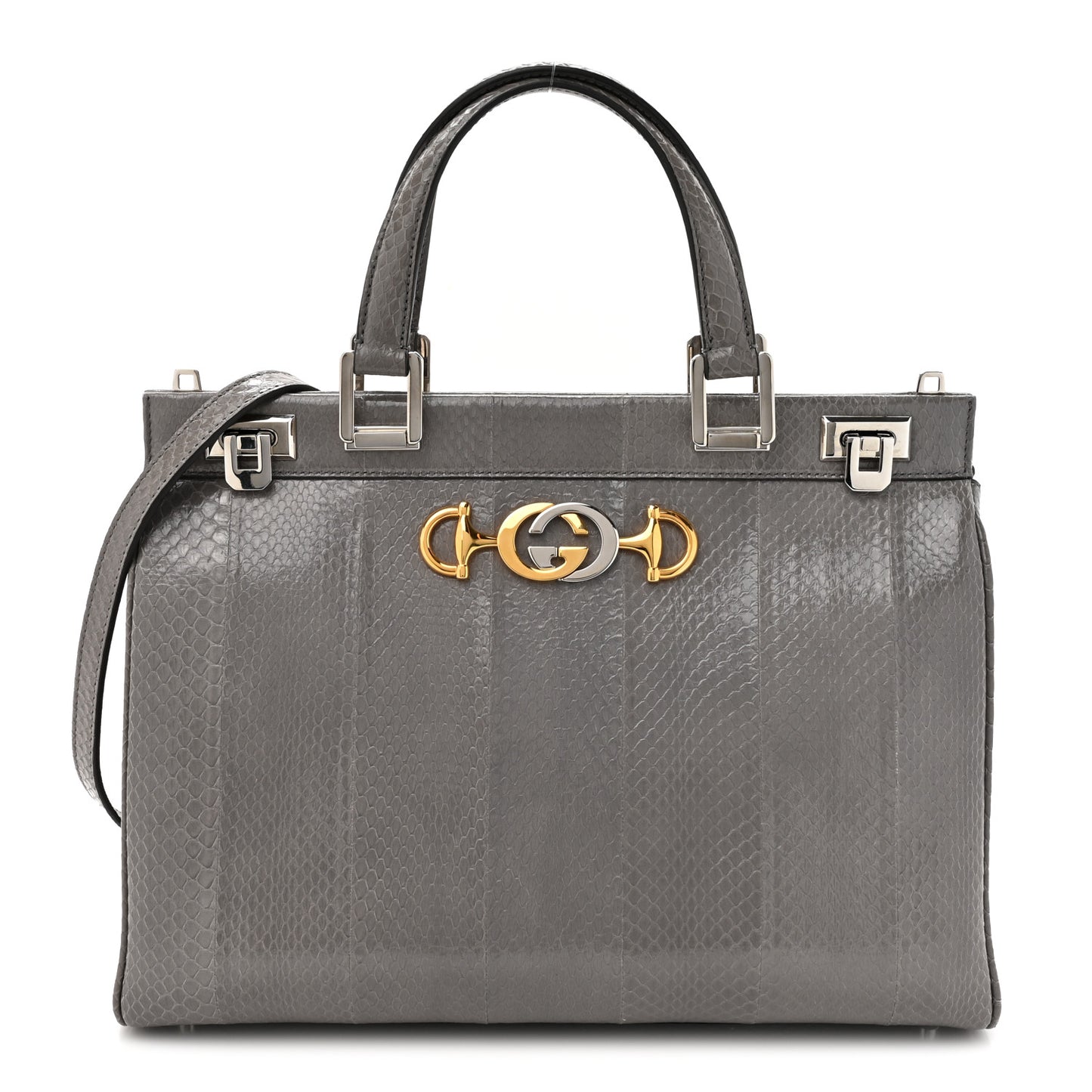 Elaphe Medium Zumi Top Handle Bag Dusty Grey