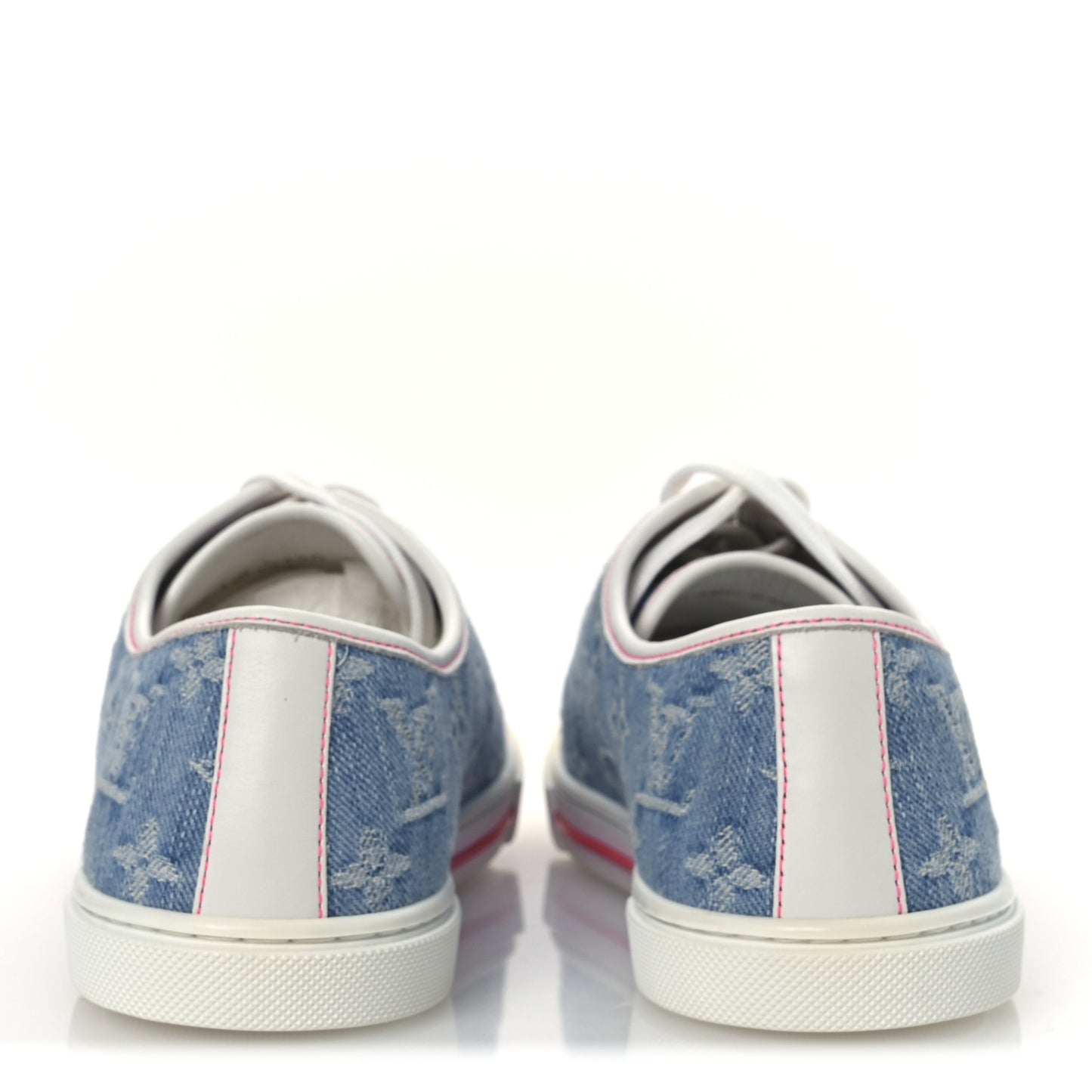 Monogram Denim Punchy Low Top Sneakers 37 Blue White
