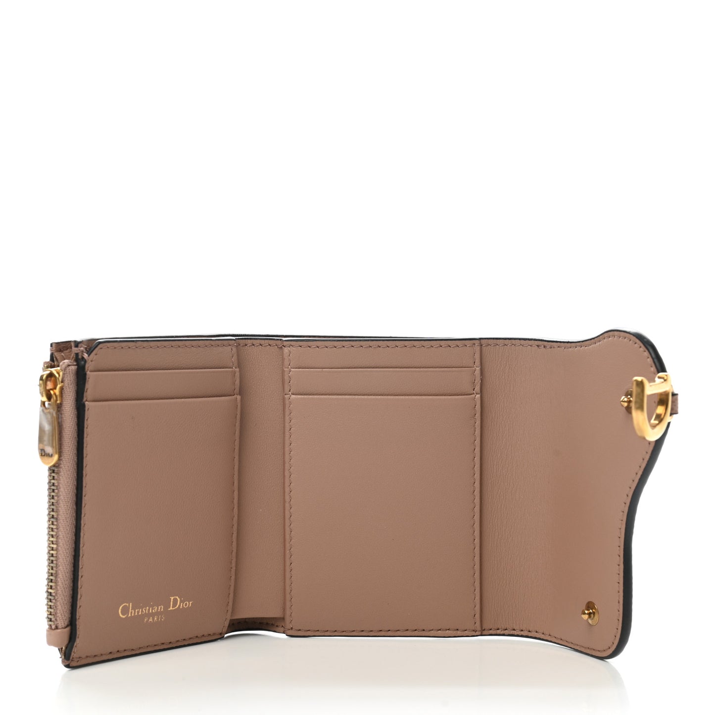 Grained Calfskin Saddle Lotus Wallet Blush