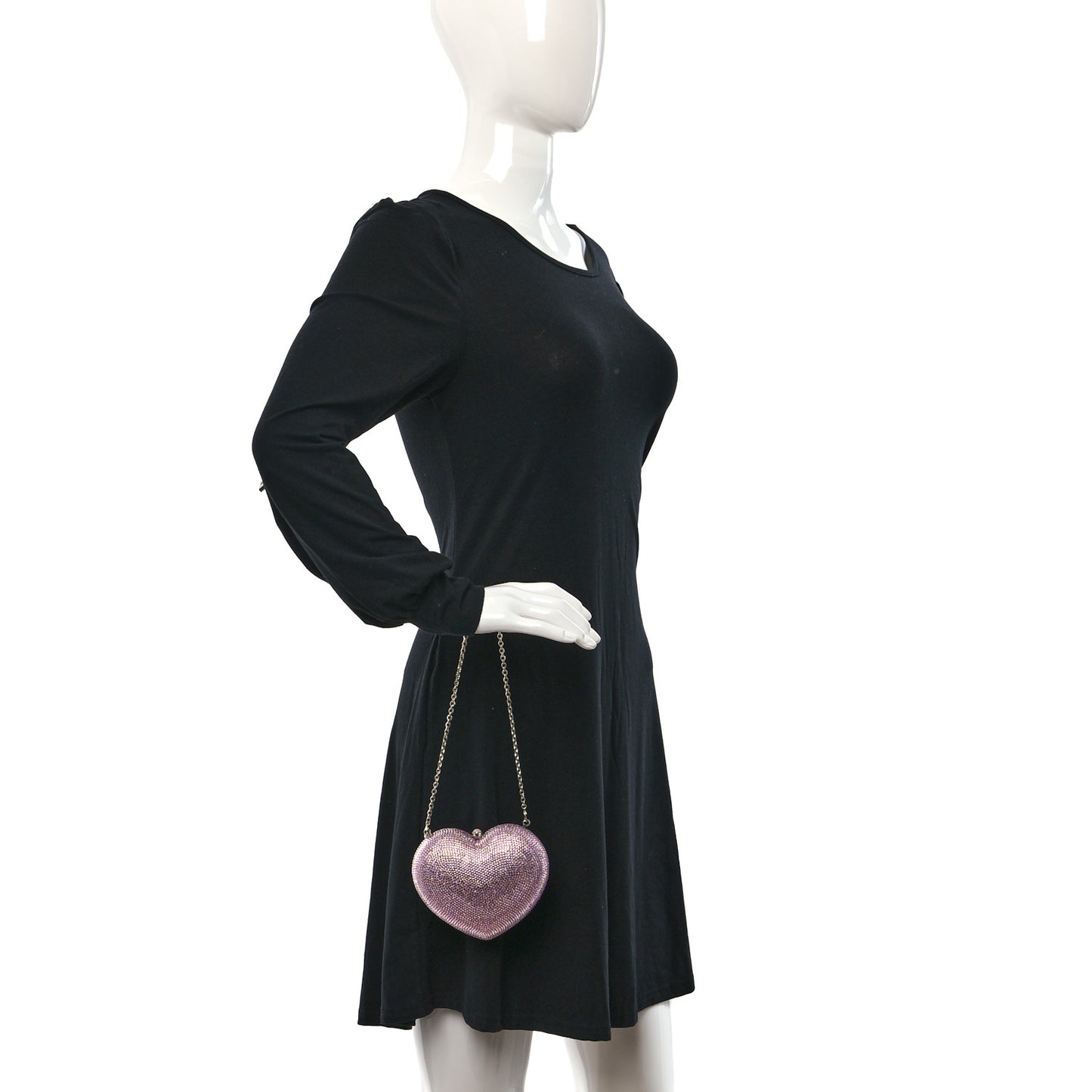 Crystal Heart Minaudiere Clutch Pink