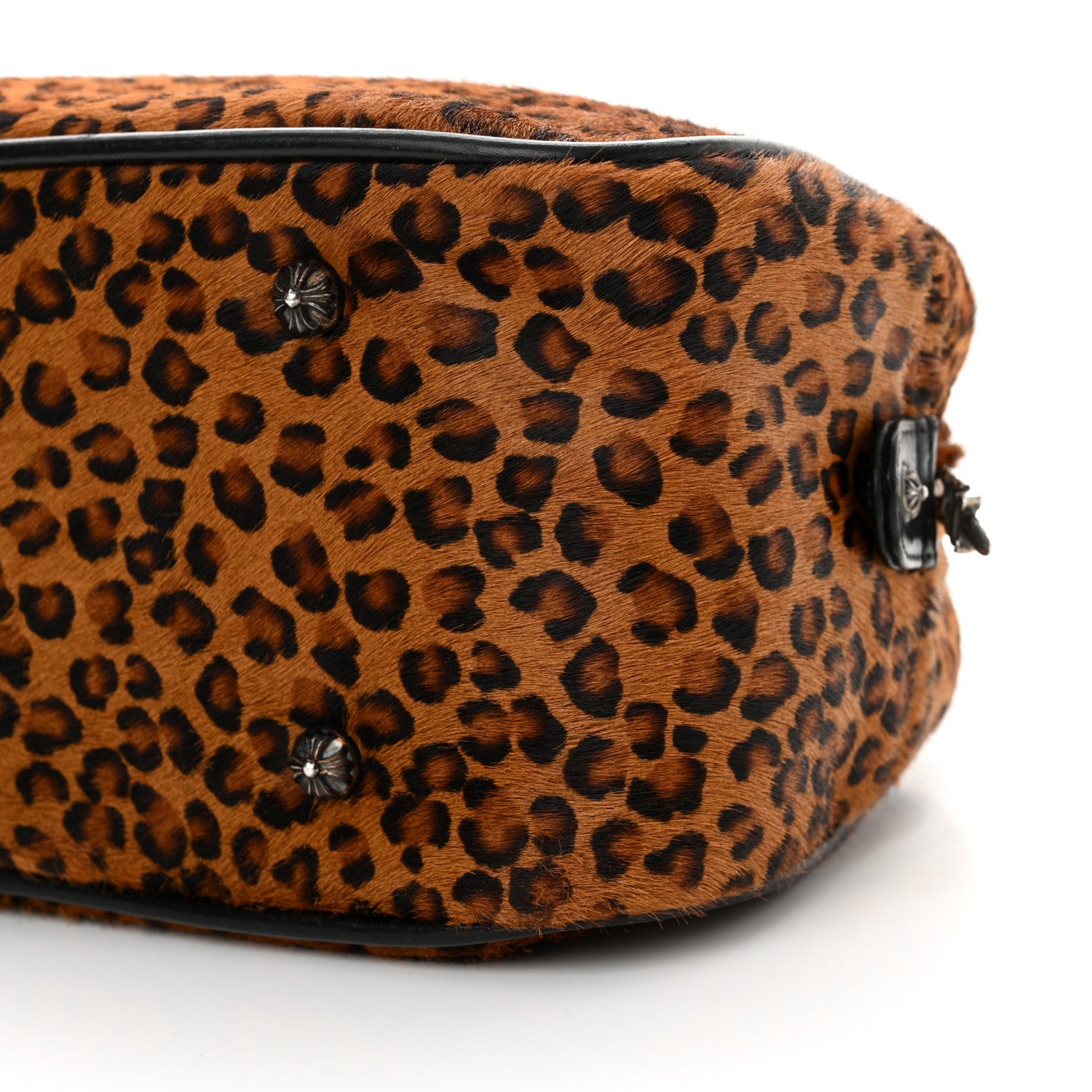 Chrome Hearts Leopard Print Hair Cross Patch Duffle Bag Black 9 of 11