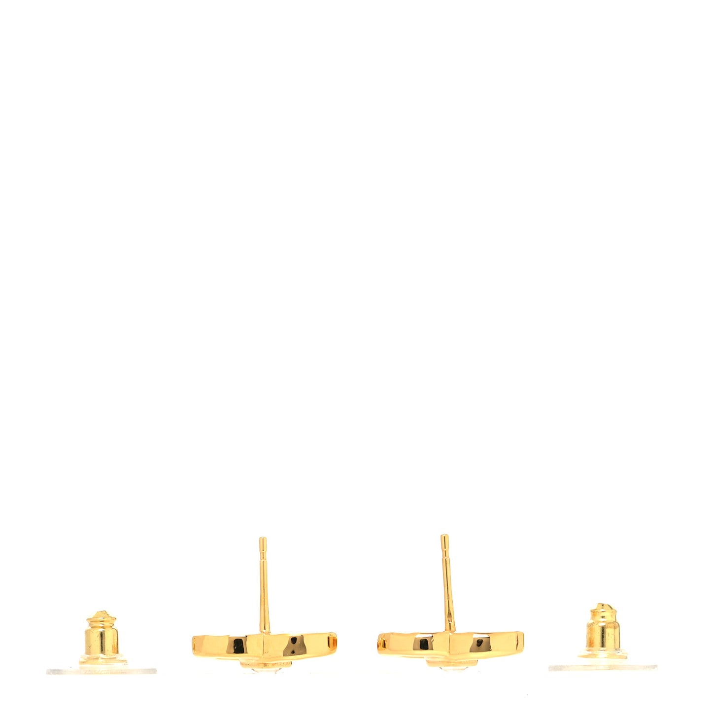 Metal Crystal CC Marquise Earrings Gold