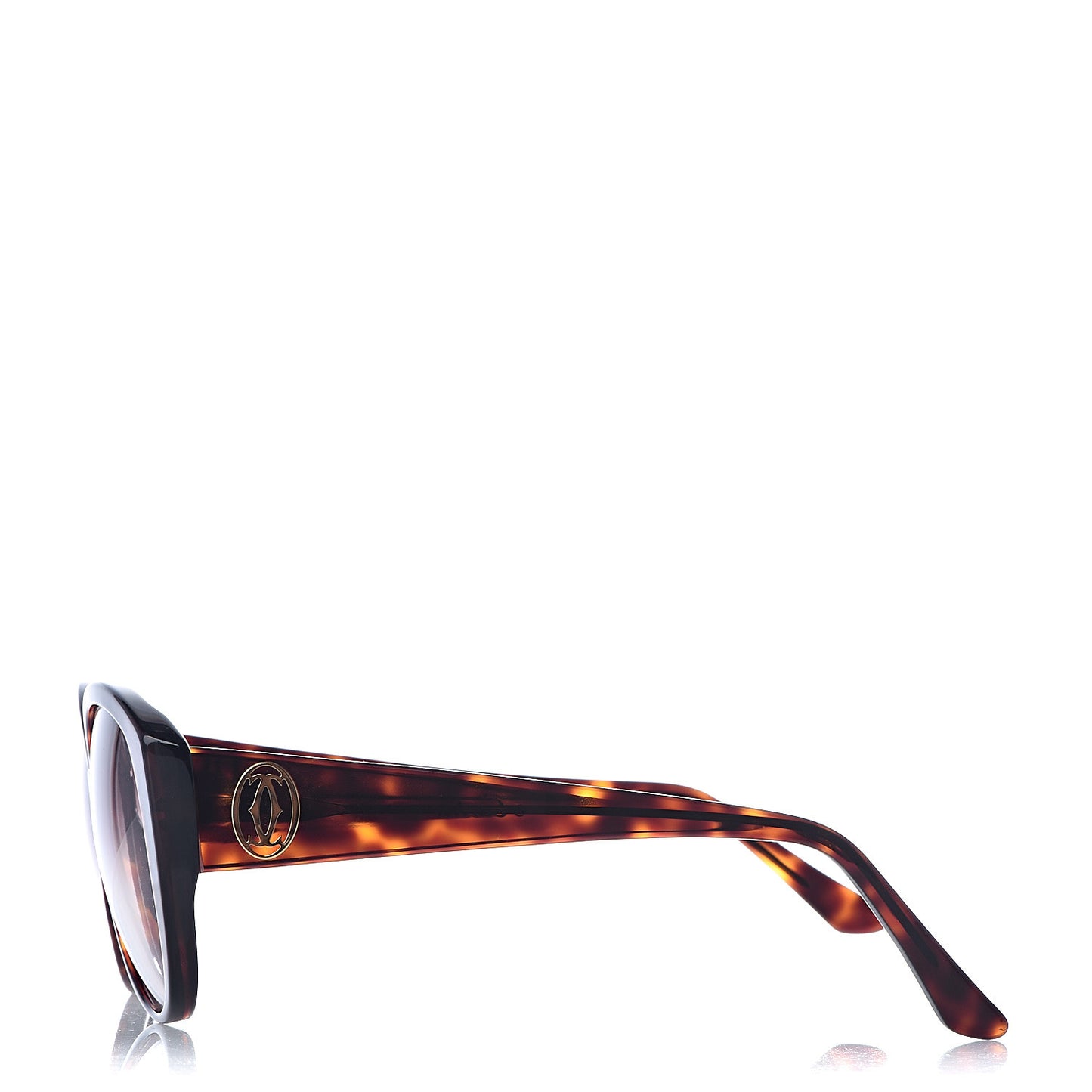 Tortoise Double C Logo Cat Eye Sunglasses Gold