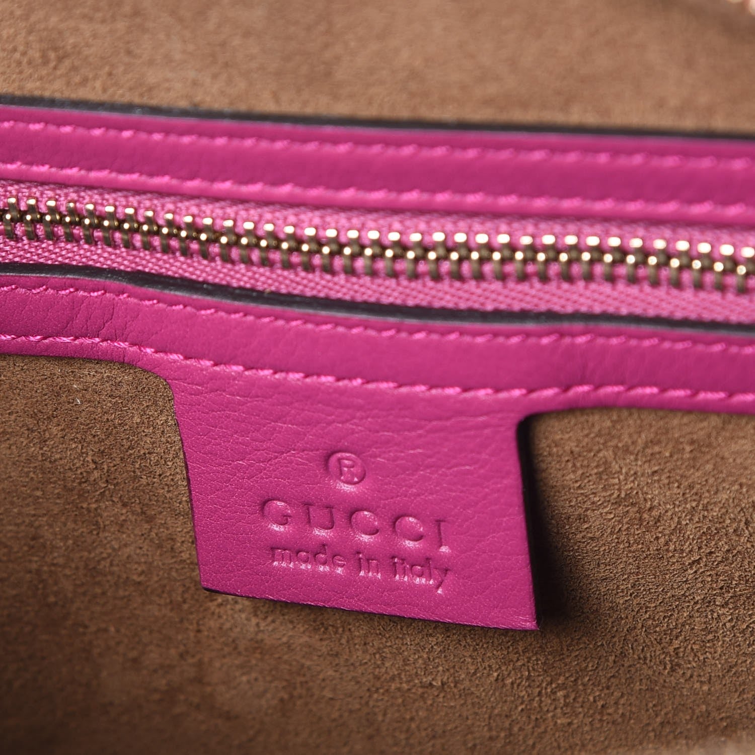 Gucci GG Supreme Monogram Moon Calfskin Small Boston Beige Ebony Hibiscus Red New Rosette 7 of 8