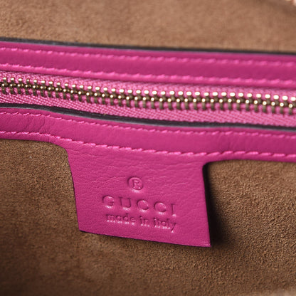 Gucci GG Supreme Monogram Moon Calfskin Small Boston Beige Ebony Hibiscus Red New Rosette 7 of 8