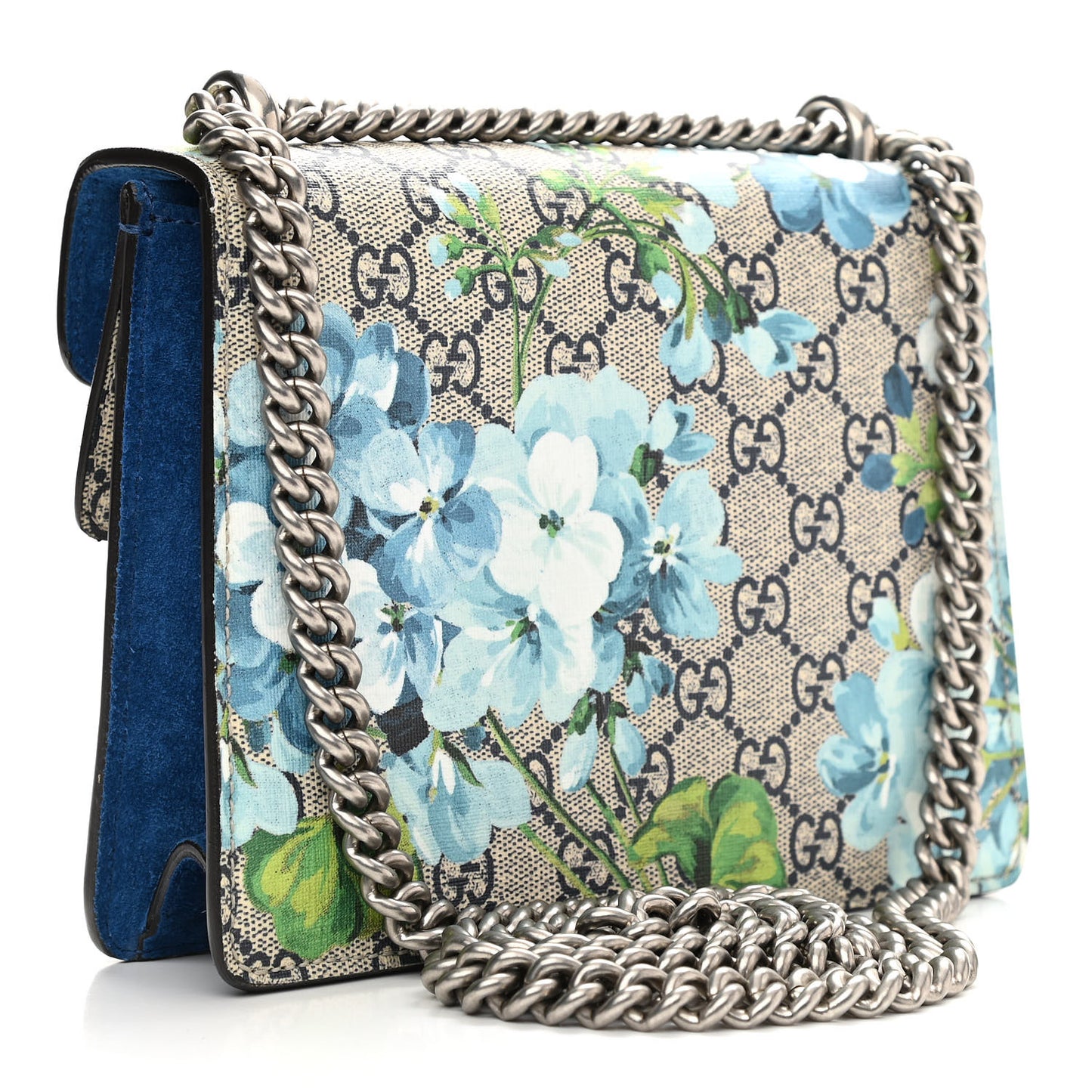 GG Supreme Monogram Blooms Mini Dionysus Shoulder Bag Beige Navy Vintage Blue
