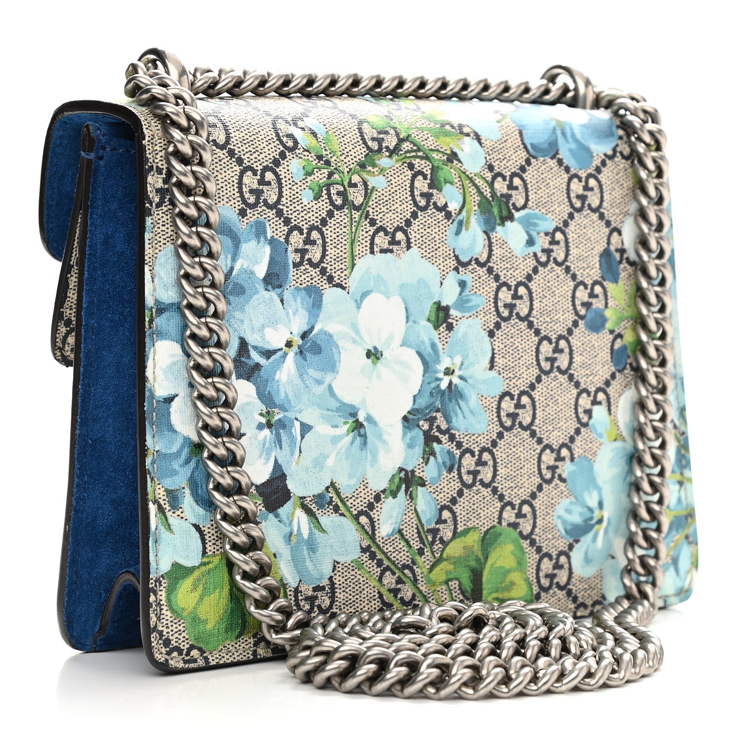 Gucci GG Supreme Monogram Blooms Mini Dionysus Shoulder Bag Beige Navy Vintage Blue 3 of 12