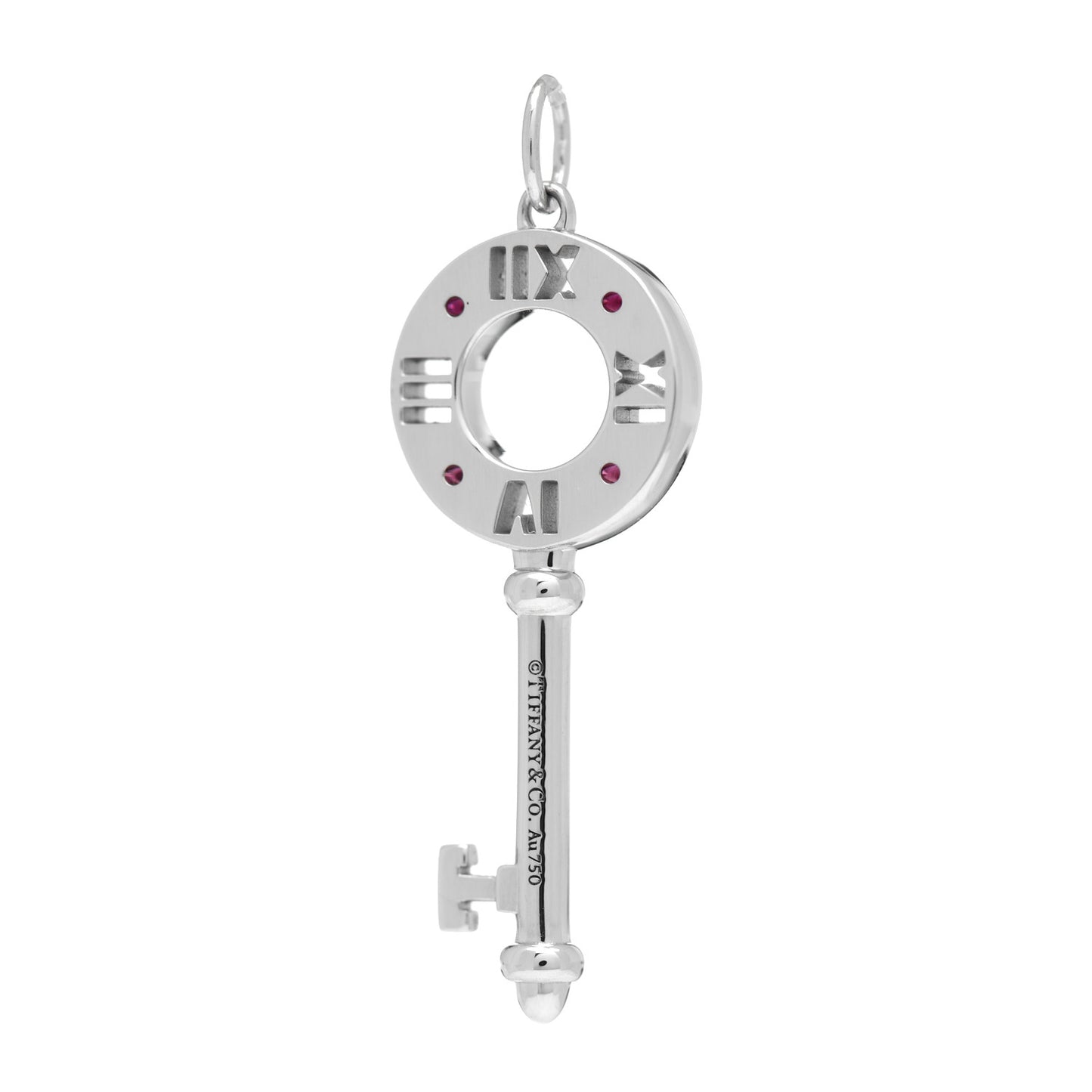 18K White Gold Ruby Atlas Pierced Key Pendant