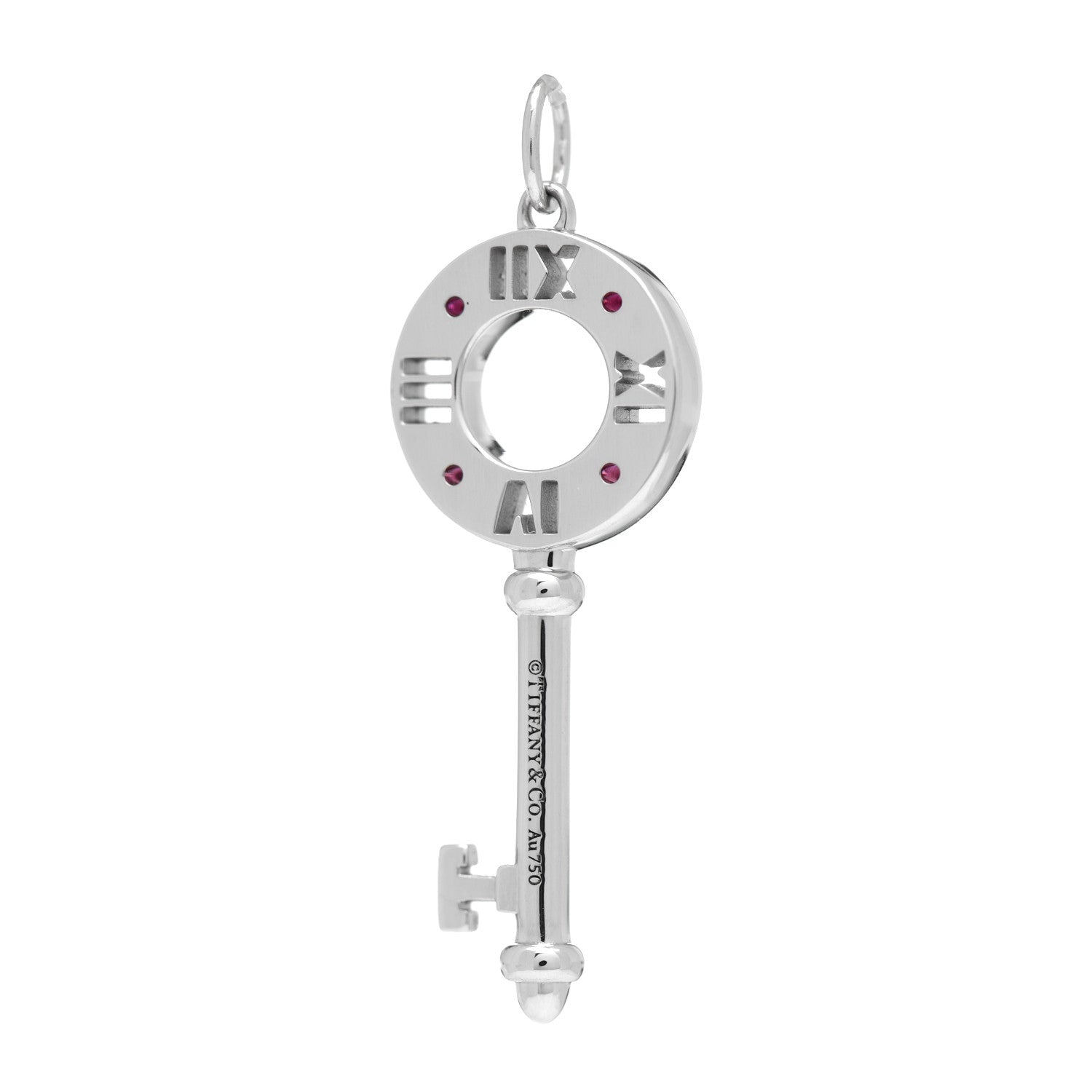 Tiffany 18K White Gold Ruby Atlas Pierced Key Pendant 3 of 3